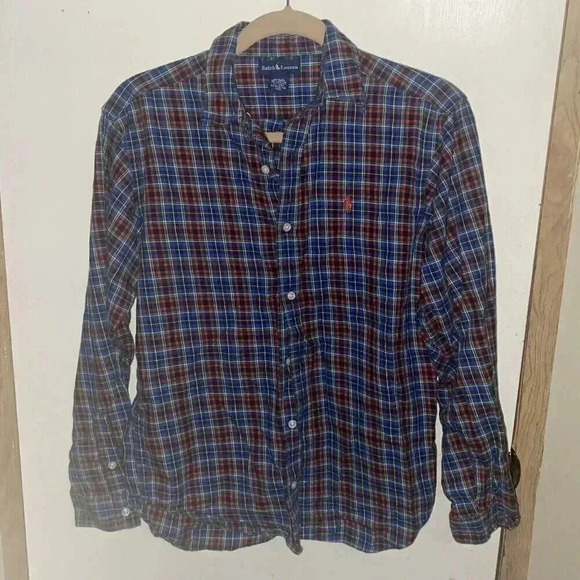 Polo Ralph Lauren Plaid Button Front Shirt Boys Large 16-18 Kids Youth - Picture 1 of 3